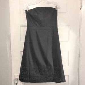 Ann Taylor Sz 6 Black Strapless Cotton Dress Lined